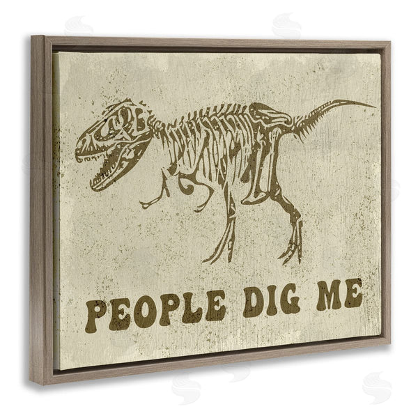 Stupell Industries Stupell Studio | People Dig Me Funny Phrase T-Rex Dinosaur Skeleton Wall Art