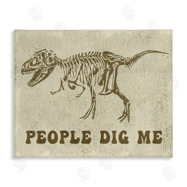 stupell industries Stupell Studio | People Dig Me Funny Phrase T-Rex Dinosaur Skeleton Wall Art