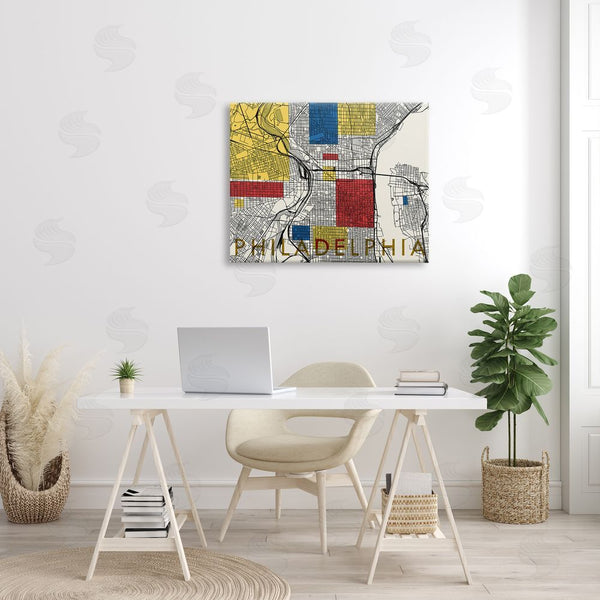 Stupell Industries Stupell Studio | Philadelphia Pennsylvania City Grid Classic Abstract Square Shapes Wall Art