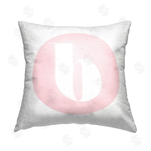 Stupell Industries Stupell Studio | Pink B Lowercase Initial Printed Throw Pillow