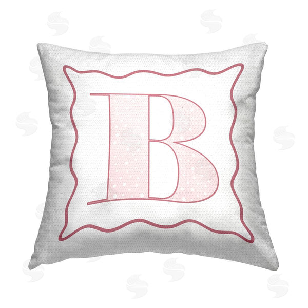 Stupell Industries Stupell Studio | Pink B Patterned Letter Printed Throw Pillow