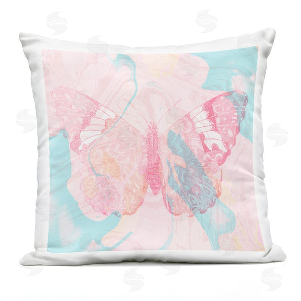 Stupell Industries Stupell Studio | Pink Blue Butterfly Layered Abstract Background Printed Throw Pillow