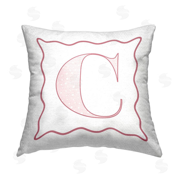 Stupell Industries Stupell Studio | Pink C Patterned Initial Printed Throw Pillow
