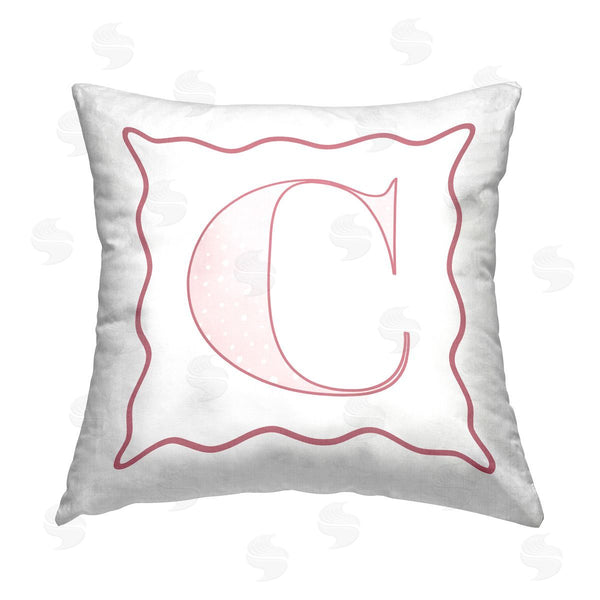 stupell industries Stupell Studio | Pink C Patterned Initial Printed Throw Pillow
