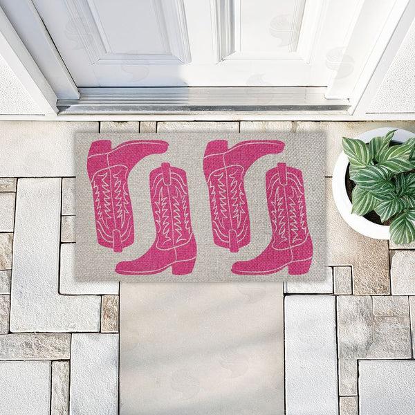 Stupell Industries Stupell Studio | Pink Cowgirl Boots Faux Sisal Door Mat