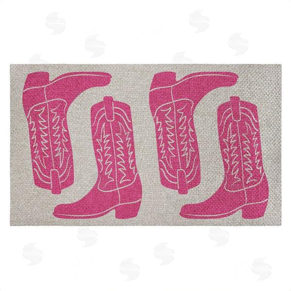 stupell industries Stupell Studio | Pink Cowgirl Boots Faux Sisal Door Mat