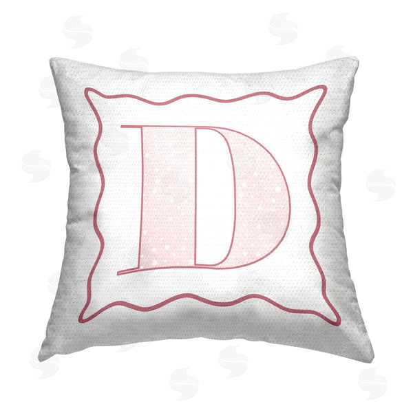 Stupell Industries Stupell Studio | Pink D Patterned Initial Printed Throw Pillow