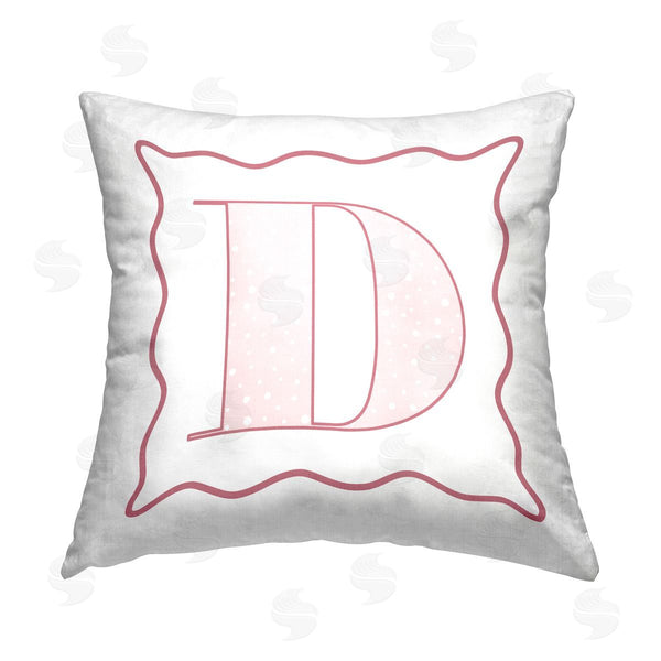 stupell industries Stupell Studio | Pink D Patterned Initial Printed Throw Pillow