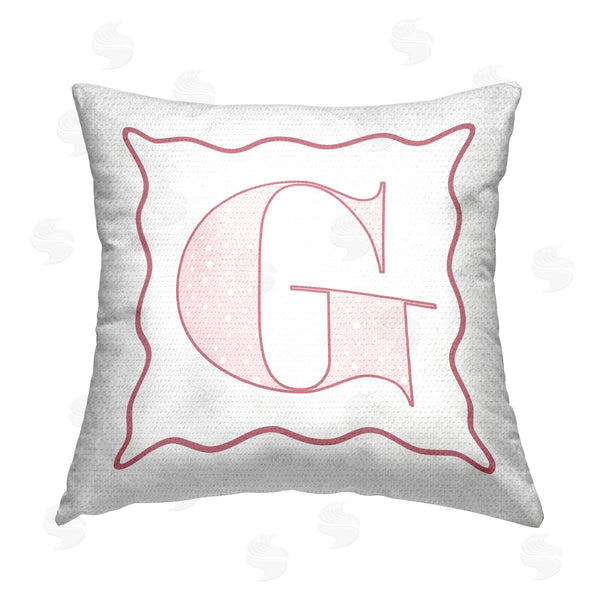 Stupell Industries Stupell Studio | Pink G Patterned Initial Printed Throw Pillow