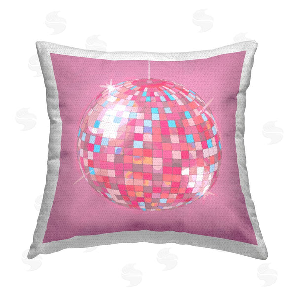 Stupell Industries Stupell Studio | Pink Glimmering 70s Disco Ball Printed Throw Pillow