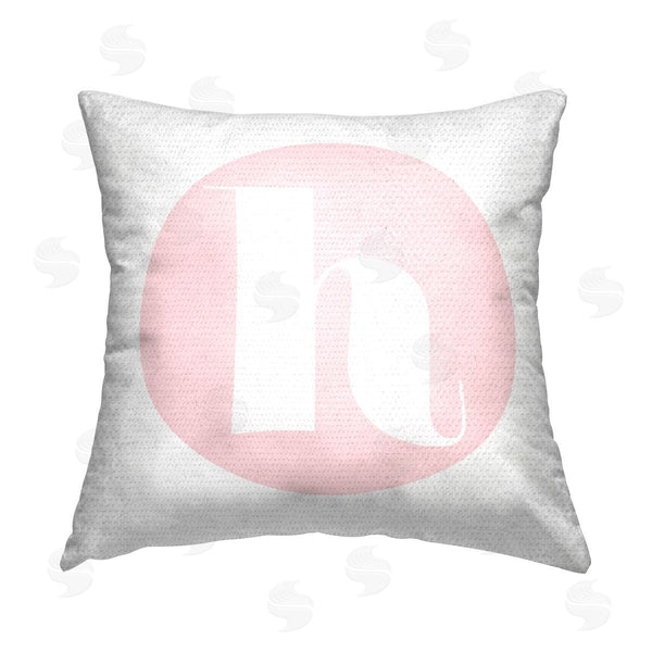Stupell Industries Stupell Studio | Pink H Lowercase Letter Printed Throw Pillow