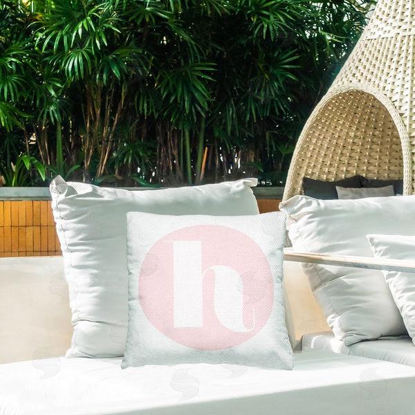 Stupell Industries Stupell Studio | Pink H Lowercase Letter Printed Throw Pillow