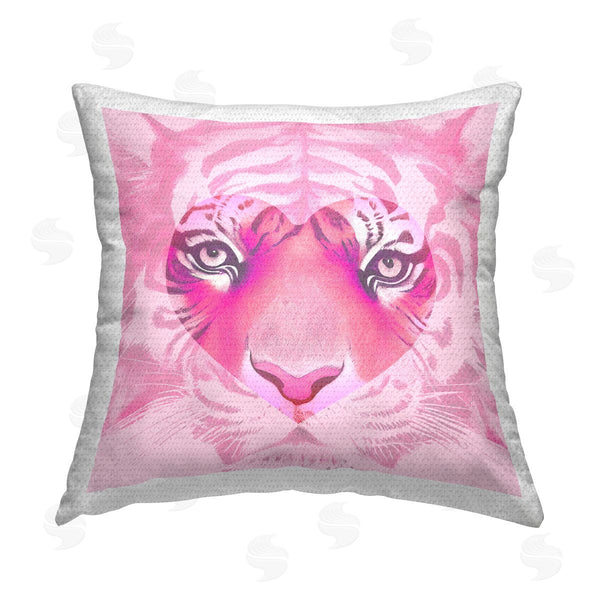 Stupell Industries Stupell Studio | Pink Heart Tiger Face Printed Throw Pillow