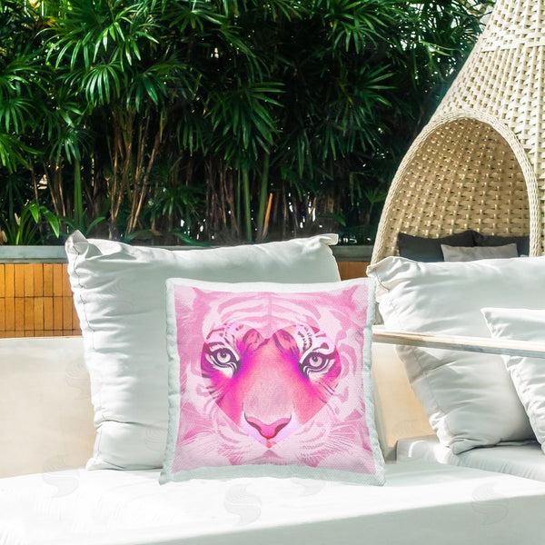 Stupell Industries Stupell Studio | Pink Heart Tiger Face Printed Throw Pillow