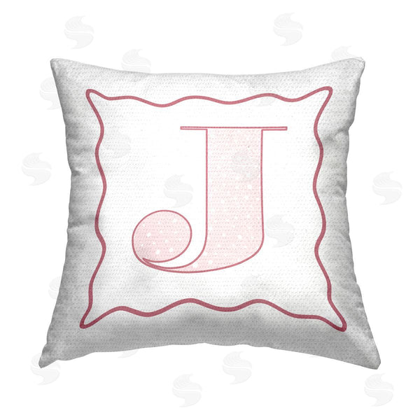 Stupell Industries Stupell Studio | Pink J Patterned Initial Printed Throw Pillow