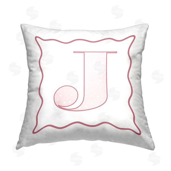 stupell industries Stupell Studio | Pink J Patterned Initial Printed Throw Pillow
