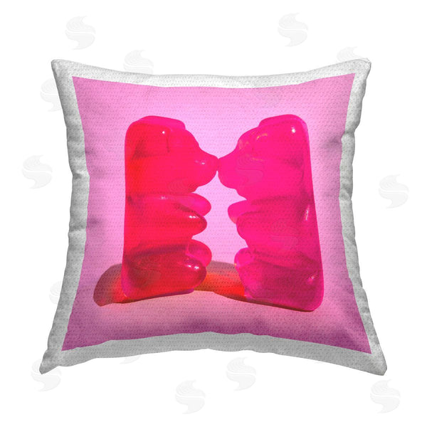 Stupell Industries Stupell Studio | Pink Kissing Gummy Candy Printed Throw Pillow