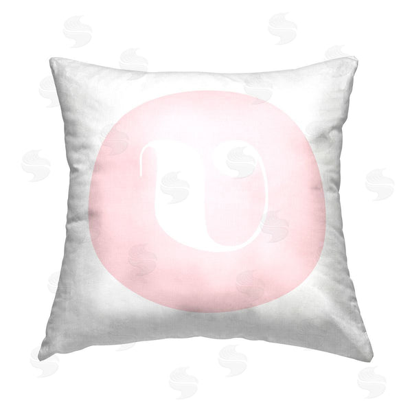 stupell industries Stupell Studio | Pink Lowercase V Initial Printed Throw Pillow