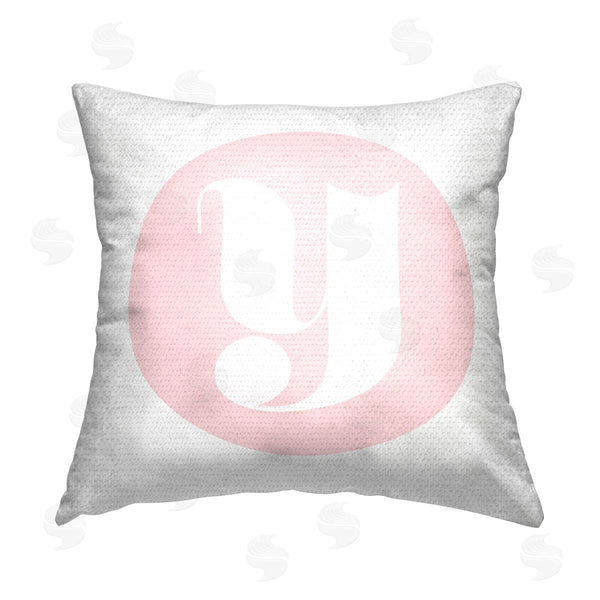 Stupell Industries Stupell Studio | Pink Lowercase Y Initial Printed Throw Pillow