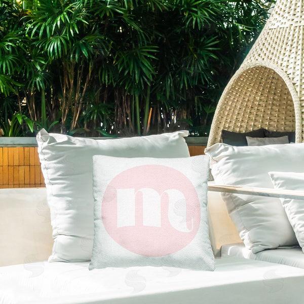 Stupell Industries Stupell Studio | Pink M Alphabet Letter Printed Throw Pillow