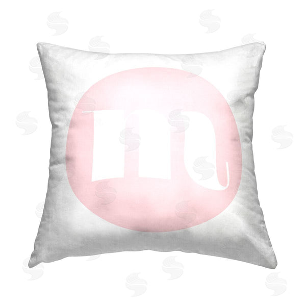 stupell industries Stupell Studio | Pink M Alphabet Letter Printed Throw Pillow