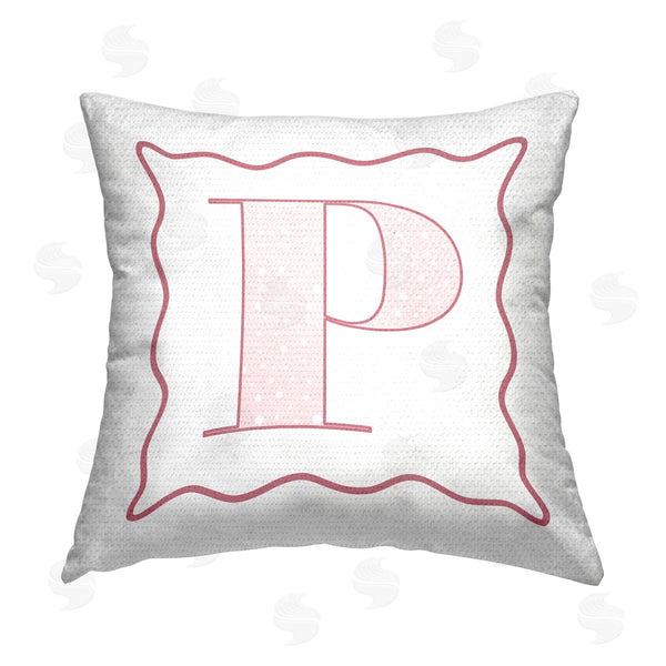 Stupell Industries Stupell Studio | Pink P Patterned Initial Printed Throw Pillow