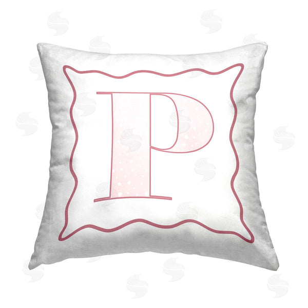 stupell industries Stupell Studio | Pink P Patterned Initial Printed Throw Pillow
