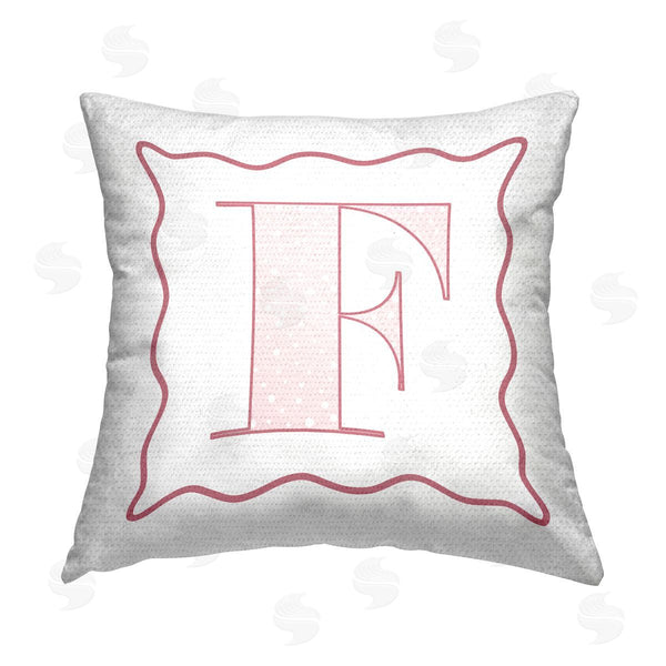 Stupell Industries Stupell Studio | Pink Patterned F Letter Printed Throw Pillow