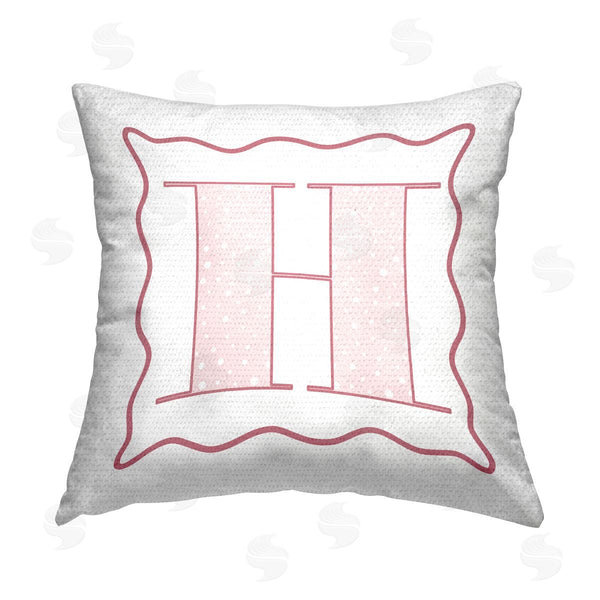 Stupell Industries Stupell Studio | Pink Patterned H Initial Printed Throw Pillow