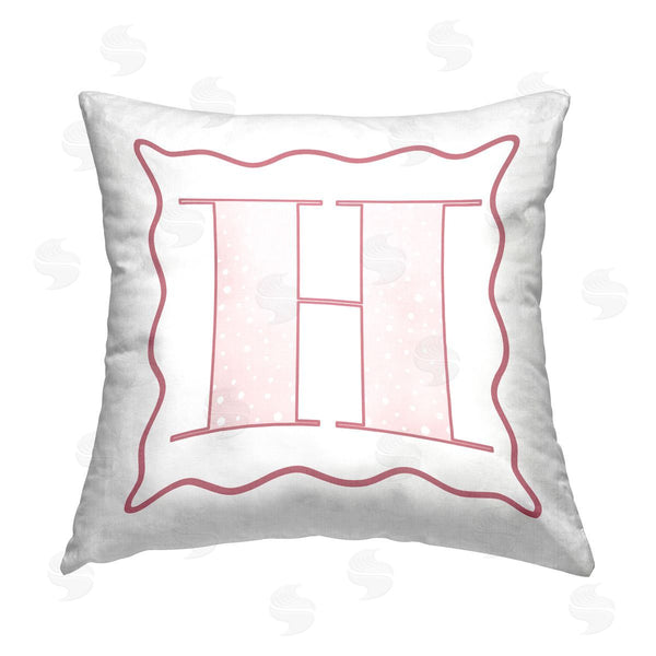 stupell industries Stupell Studio | Pink Patterned H Initial Printed Throw Pillow