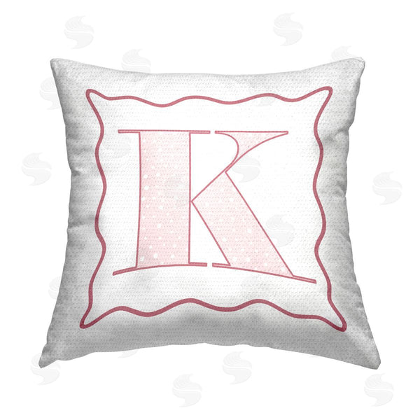 Stupell Industries Stupell Studio | Pink Patterned K Initial Printed Throw Pillow