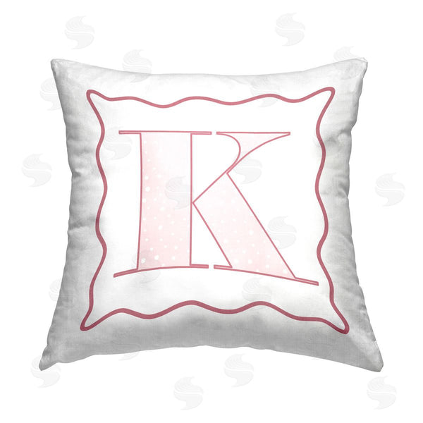 stupell industries Stupell Studio | Pink Patterned K Initial Printed Throw Pillow