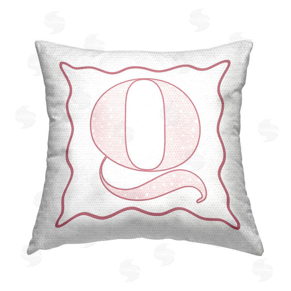 Stupell Industries Stupell Studio | Pink Patterned Q Initial Printed Throw Pillow
