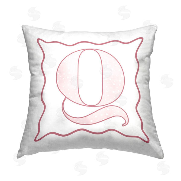 stupell industries Stupell Studio | Pink Patterned Q Initial Printed Throw Pillow