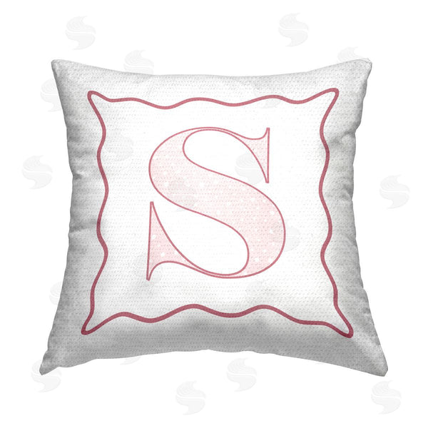 Stupell Industries Stupell Studio | Pink Patterned S Initial Printed Throw Pillow