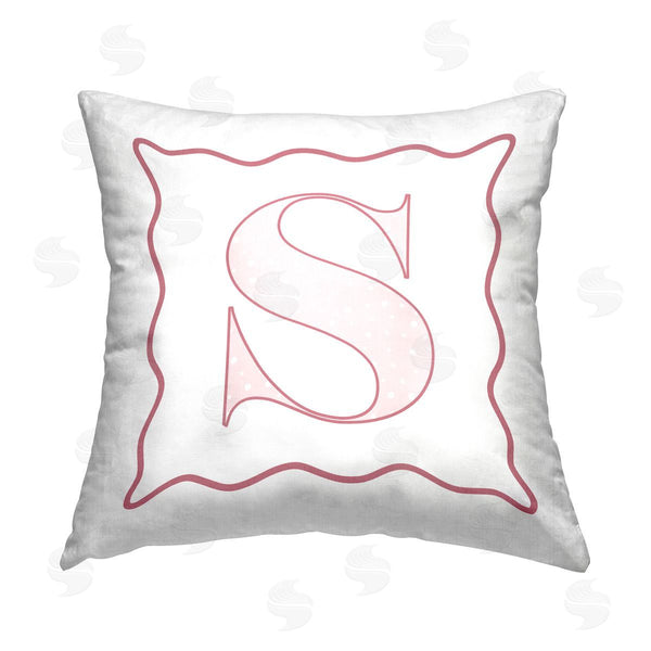 stupell industries Stupell Studio | Pink Patterned S Initial Printed Throw Pillow