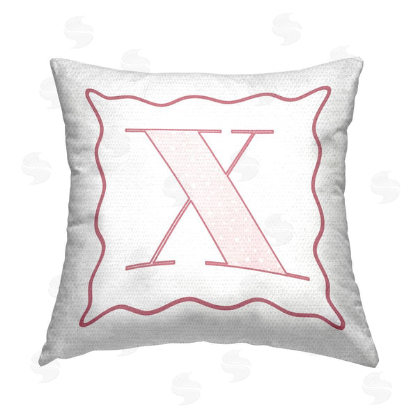 Stupell Industries Stupell Studio | Pink Patterned X Initial Printed Throw Pillow