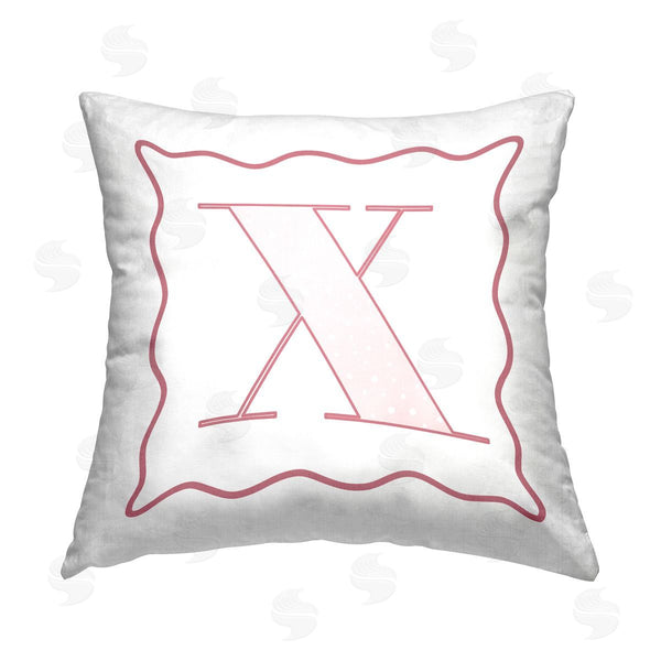 stupell industries Stupell Studio | Pink Patterned X Initial Printed Throw Pillow
