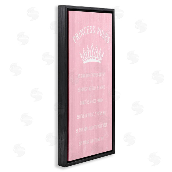 Stupell Industries Stupell Studio | Pink Princess Rules Sign Kids Motivational Phrases Listed Wall Art