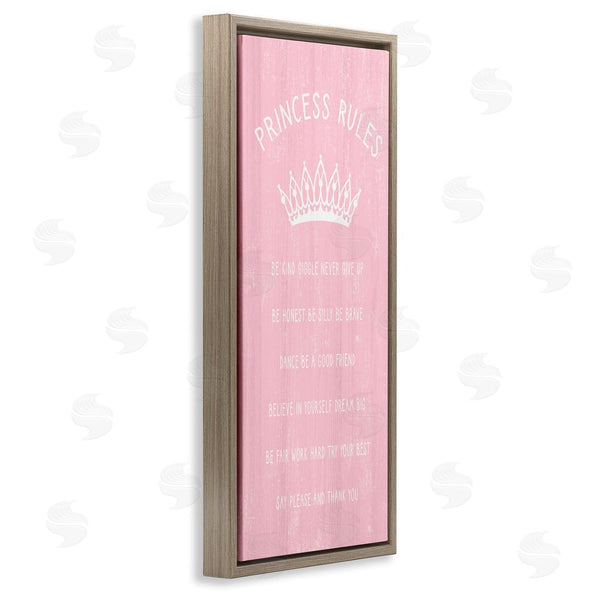 Stupell Industries Stupell Studio | Pink Princess Rules Sign Kids Motivational Phrases Listed Wall Art