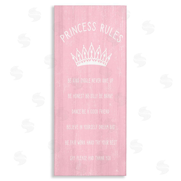 stupell industries Stupell Studio | Pink Princess Rules Sign Kids Motivational Phrases Listed Wall Art