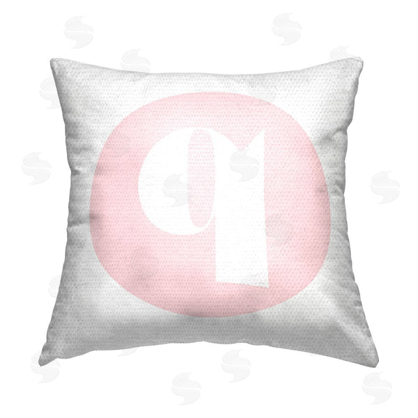 Stupell Industries Stupell Studio | Pink Q Initial Letter Printed Throw Pillow