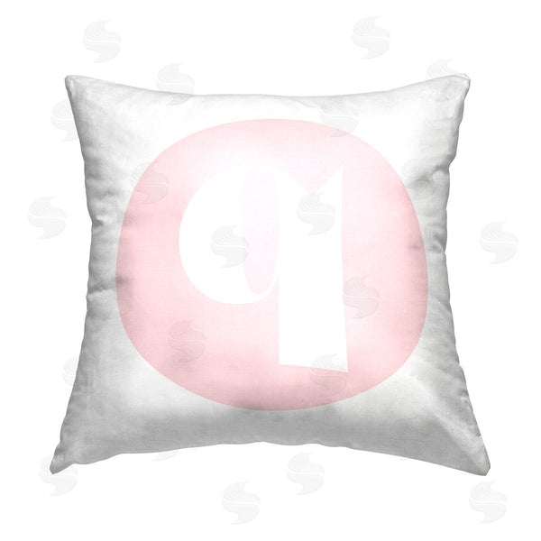 stupell industries Stupell Studio | Pink Q Initial Letter Printed Throw Pillow