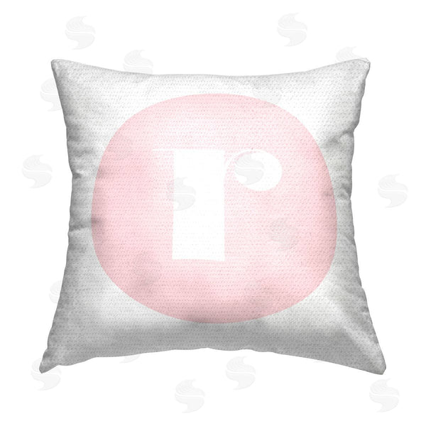 Stupell Industries Stupell Studio | Pink R Lowercase Initial Printed Throw Pillow