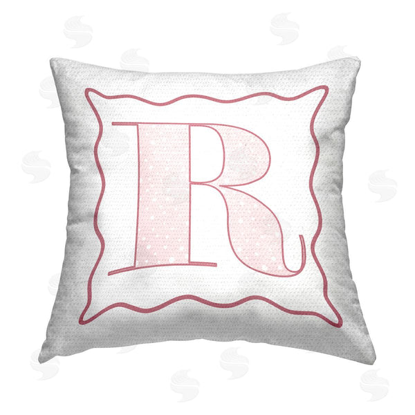 Stupell Industries Stupell Studio | Pink R Patterned Initial Printed Throw Pillow