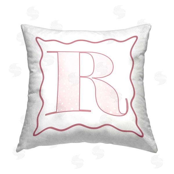 stupell industries Stupell Studio | Pink R Patterned Initial Printed Throw Pillow