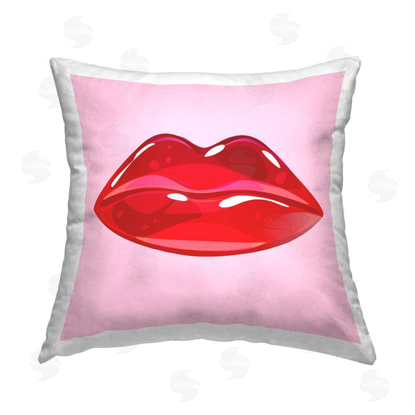 stupell industries Stupell Studio | Pink & Red Lips Shape Printed Throw Pillow