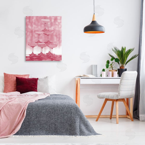 Stupell Industries Stupell Studio | Pink Stacked Glasses Wall Art