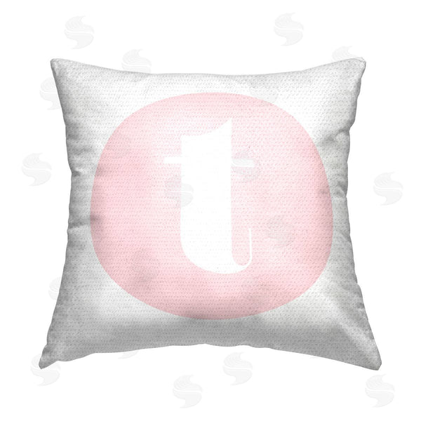 Stupell Industries Stupell Studio | Pink T Initial Letter Printed Throw Pillow