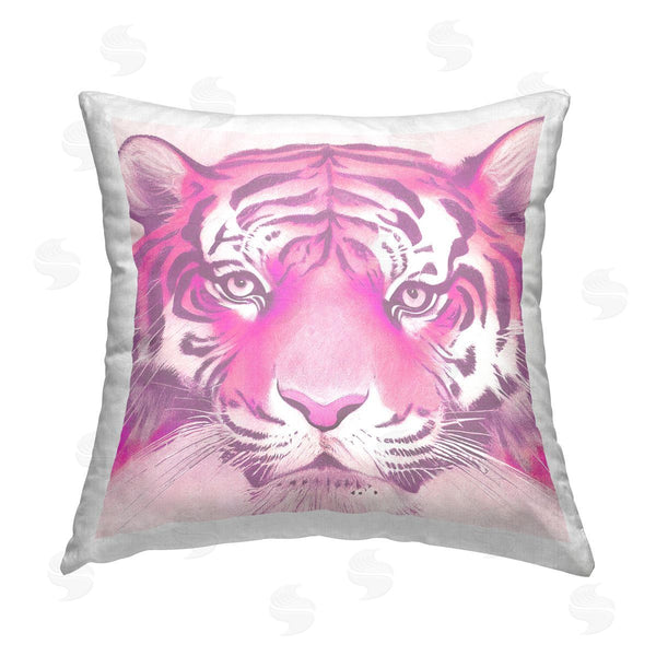 stupell industries Stupell Studio | Pink Tiger Face Printed Throw Pillow